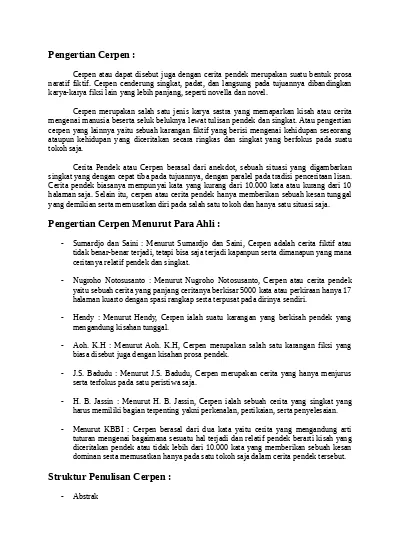 Contoh Makalah Bahasa Indonesia Cerpen