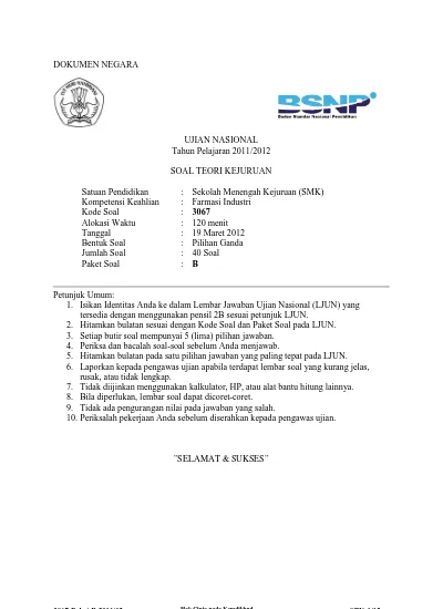 Soal Un 2011 2012 Paket A Farmasi Industri