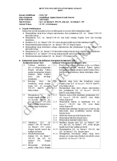 Rpp K 13 Revisi Agama K 13 Sma