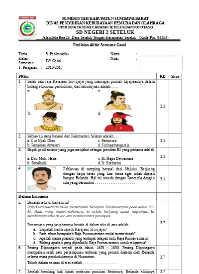 Top PDF Soal Penilaian Akhir Semester Kurikulum 2013, Penilaian Harian ...