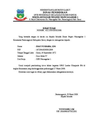 Surat Tugas Membimbing Siswa