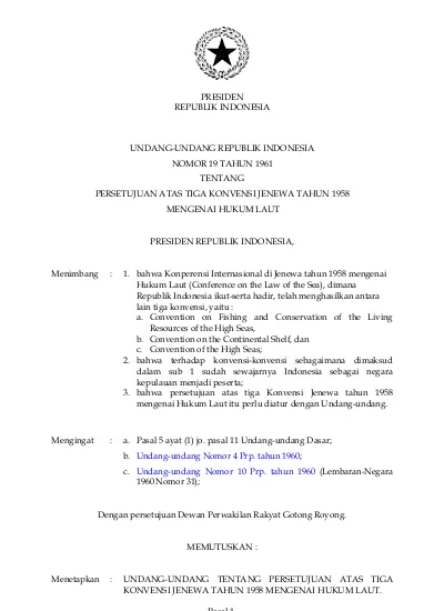 UNDANG-UNDANG REPUBLIK INDONESIA NOMOR 19 TAHUN 1961 TENTANG ...