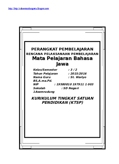 [5] RPP Bahasa Jawa Kelas 3 smt 2