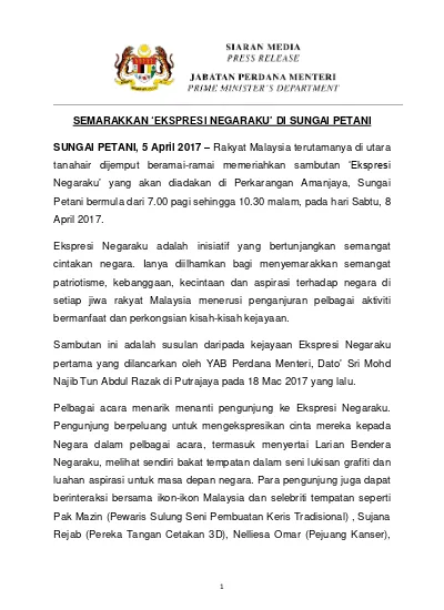 Siaran Media Semarakkan Ekspresi Negaraku Sg Petani