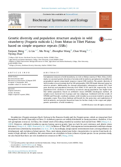 Genetic Diversity And Population Structure Analysis In Wild