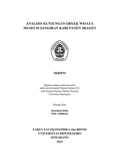 Analisis Kunjungan Obyek Wisata Museum Sangiran Kabupaten Sragen - Diponegoro University | Institutional Repository (Undip-Ir)