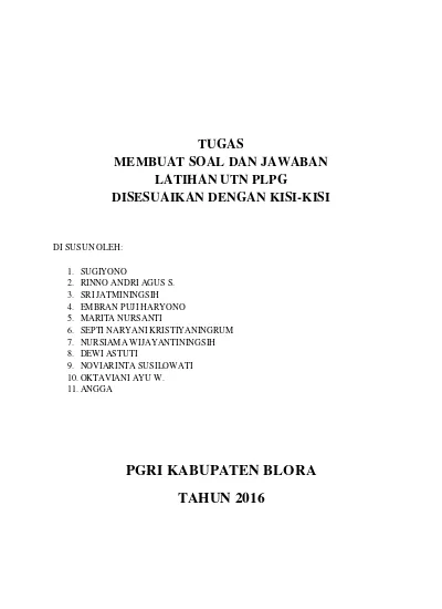 Kunci Jawaban Soal Utn Plpg