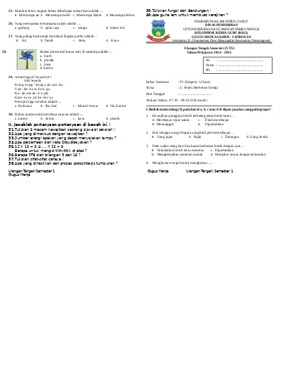 Soal Pts Kls Sem 1 K 13 Sdn Mancagahar