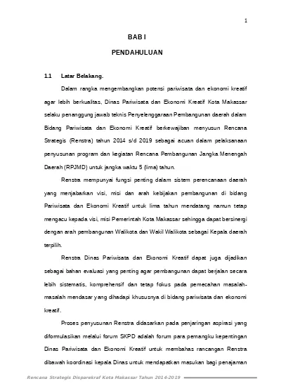 Tourism Makassar Dokumen Renstra Dinas Pariwisata Dan Ekonomi Kreatif Kota Makassar 2014 2019