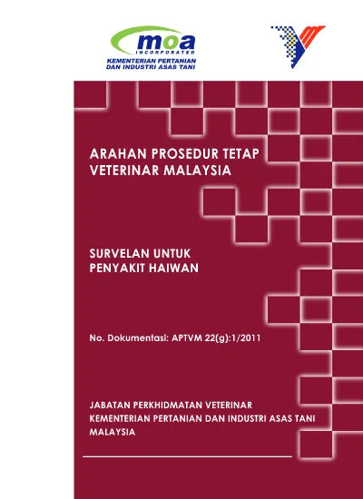 Jabatan Perkhidmatan Veterinararahan Prosedur Tetap Veterinar Malaysia Aptvm