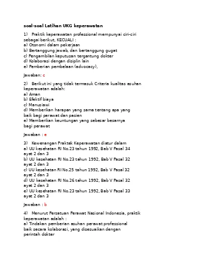 Soal Soal Ujikom Kesehatan Sebagai Konsep Dasar Tahun 2016 Sasatra Pendidikan Soal Keperawatan 2