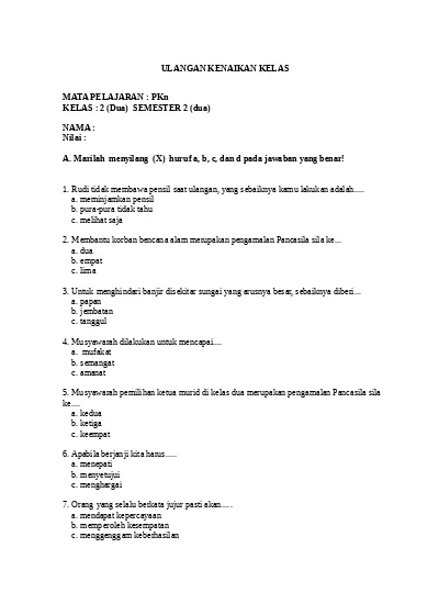 Matematika Kelas 1 Soal Ukk Uas Pas Semester 2 Mata Pelajaran Matematika Kelas 1 Sd Ktsp K13