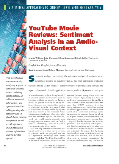 youtube movie reviews sentiment analysis in an audio visual context