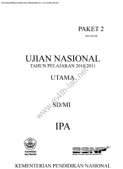 Top Pdf Un 2011 Ipa Kumpulan Soal Ujian Sekolah Sd Mi Naskah Asli Berkas Edukasi Un 2011 Ipa 123dok Com