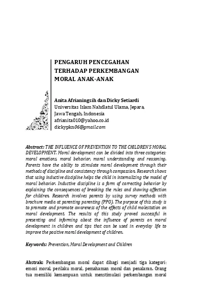 Pengaruh Pencegahan Terhadap Perkembangan Moral Anak Anak