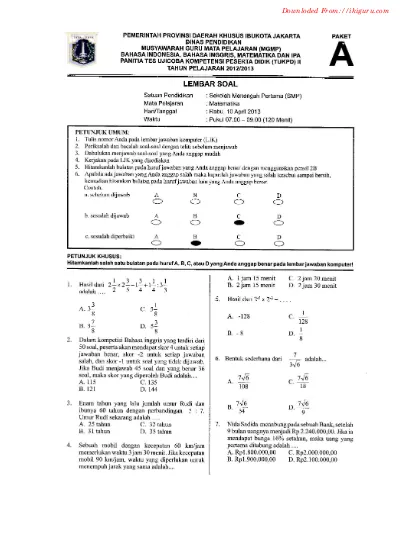 Contoh Soal Tryout Matematika Ipa Bahasa Indonesia Dan Bahasa Inggris Terbaru Bhasa Inggris