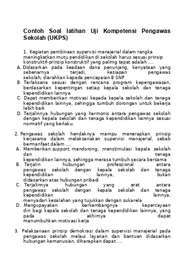 Top Pdf Contoh Soal Latihan Uji Kompetensi Pengawas Sekolah 123dok Com