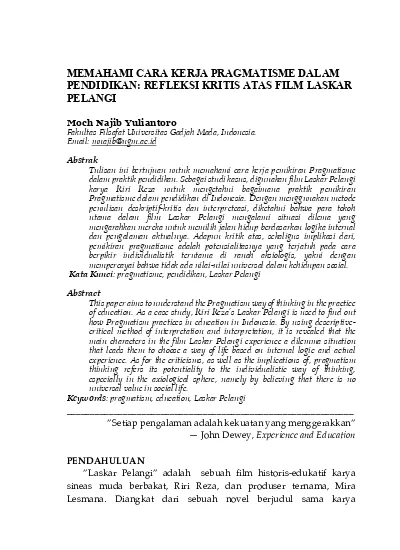 This Pdf File Refleksi Kritis Atas Film Laskar Pelangi Yuliantoro Jurnal Filsafat 1 Sm