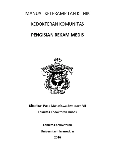 Manual Keterampilan Klinik Kedokteran Komunitas Identifikasi Masalah Kesehatan