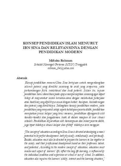 Konsep Pendidikan Islam Menurut Ibn Sina Dan Relevansinya Dengan Pendidikan Modern