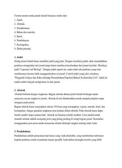 Format Umum Penulisan Jurnal Ilmiah