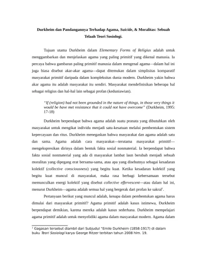 Fungsi Sosiologis Agama Studi Profan Dan Sakral Menurut Emile Durkheim