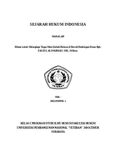 Contoh Makalah Sejarah Hukum Indonesia