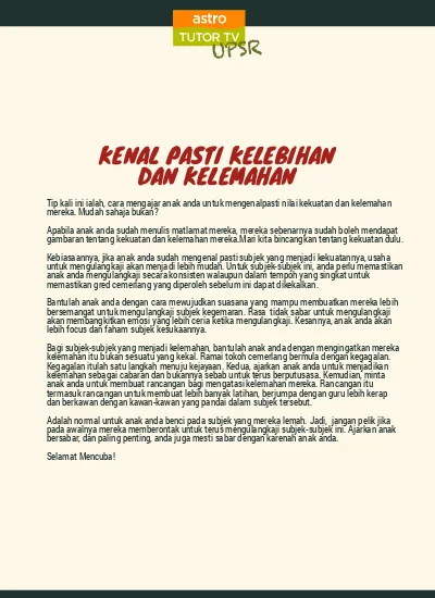 Kenal Pasti Kelebihan Dan Kelemahan