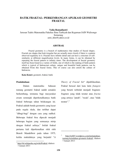 Batik Fraktal Perkembangan Aplikasi Geometri Fraktal