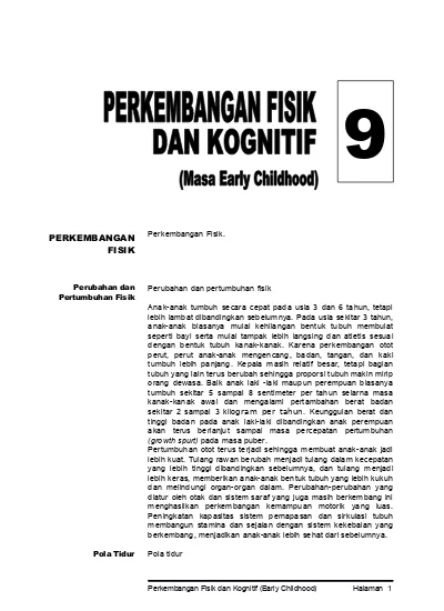 Materi 08 Perkembangan Fisik Dan Kognitif Early