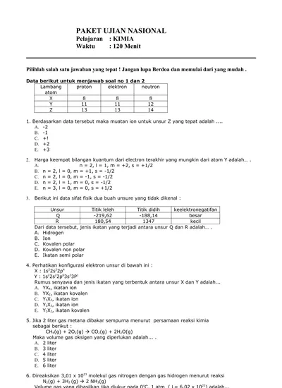 Soal Un Kimia Kls Xii Ipa Lat 1