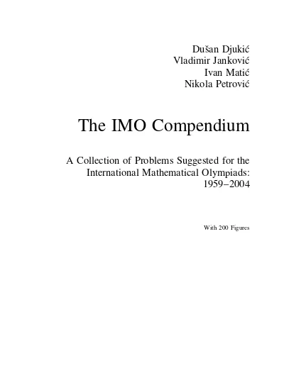 A Collection of Problems Suggested for the International Mathematical Olympiads: 1959–2004