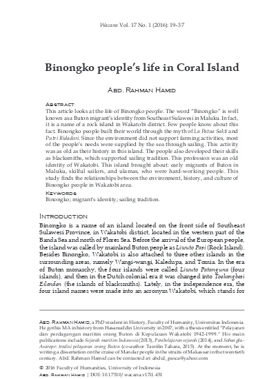 Binongko people's life in Coral Island