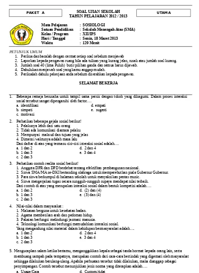 Top Pdf Soal Ujian Sekolah Tahun Pelajaran 2012 1 123dok Com