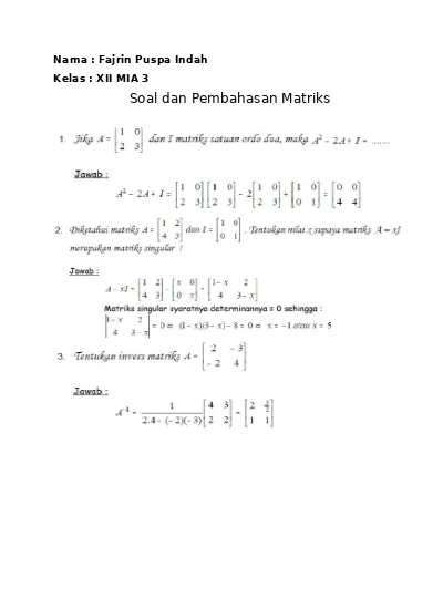 Soal Dan Pembahasan Matriks Docx