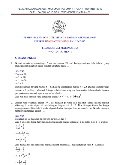 Top Pdf Soal Osn Matematika Dan Pembahasan 123dok Com