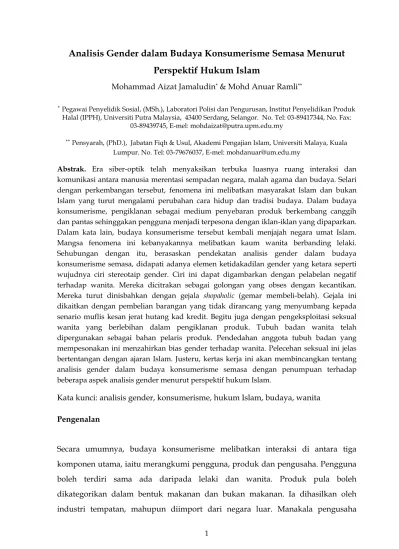 Analisis Gender Dalam Budaya Konsumerism