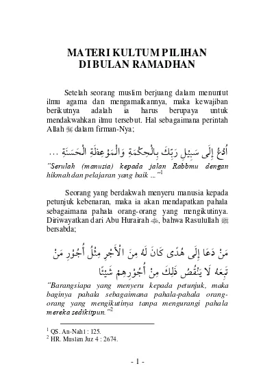 Kumpulan Kultum Ramadhan Mutiara Nasihat Seribu Bulan