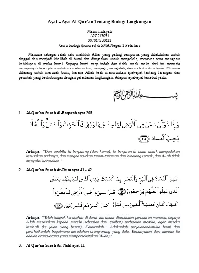 Ayat Ayat Al Quran Tentang Biologi Lingk