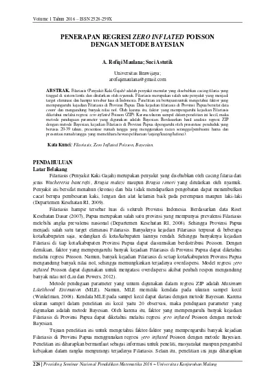 PENERAPAN REGRESI ZERO INFLATED POISSON DENGAN METODE BAYESIAN