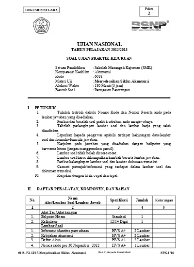 Soal Ujian Praktik Kejuruan