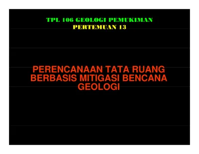 Perencanaan Tata Ruang Berbasis Mitigasi Bencana Geologi