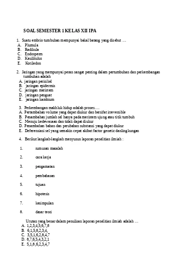 Top Pdf Soal Semester 1 Kelas Xii Ipa 1 123dok Com