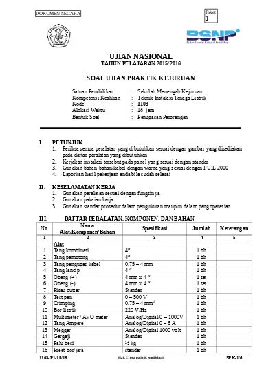 Kumpulan Soal Ukg Plpg Teknik Listrik Teknik Instalasi Tenaga Listrik Titl Kode 617 Kumpulan Ptk Percobaan