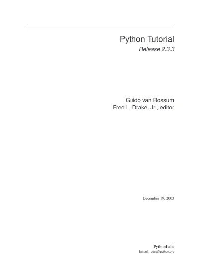 Python Tutorial Guido Van Rossum 1980