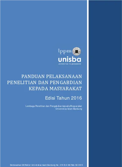 PANDUAN PELAKSANAAN PENELITIAN DAN PENGABDIAN KEPADA MASYARAKAT Edisi ...