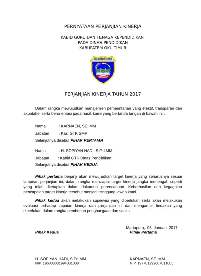 Top Pdf Perjanjian Kinerja Kepala Dinas Pendidikan 123dok Com