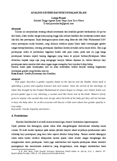 Top Pdf Analisis Gender Dan Hukum Dalam Islam 123dok Com