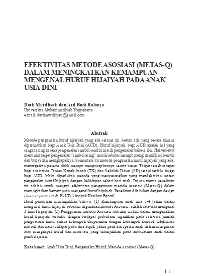 Top PDF MENINGKATKAN KEMAMPUAN ANAK DALAM MEMBACA HURUF HIJAIYAH DENGAN ...