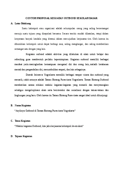 Top Pdf Contoh Proposal Kegiatan Outbond Sd Terbaru - 123Dok.com